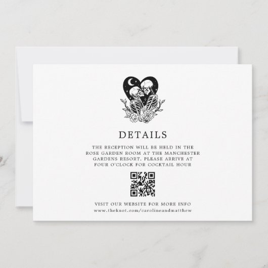 Lovers Until Death Skeletons & Roses Details Einladung (Vorderseite)