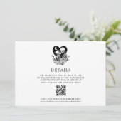 Lovers Until Death Skeletons & Roses Details Einladung (Stehend Vorderseite)