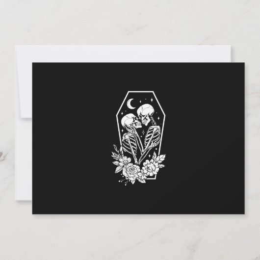 Lovers Until Death Skeletons & Roses Wedding RSVP Einladung (Rückseite)