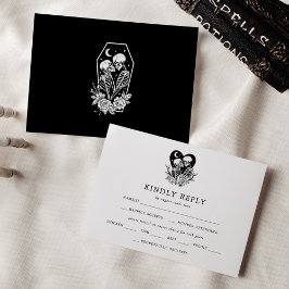 Lovers Until Death Skeletons & Roses Wedding RSVP Einladung
