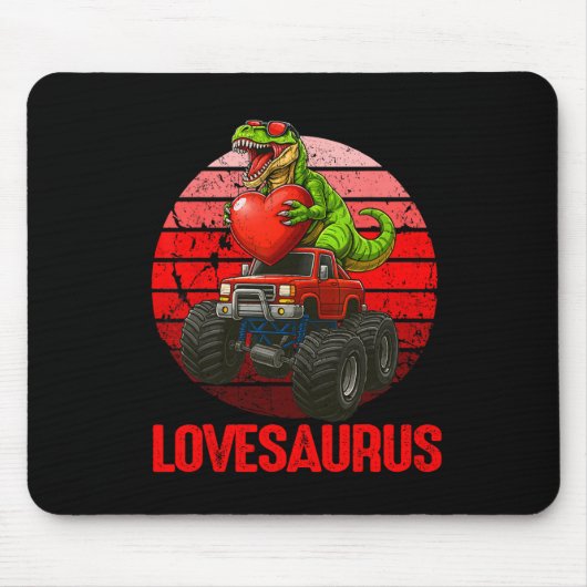 Lovesaurus Dinosaur-Monstertruck Valentinstag Klei Mousepad (Vorne)