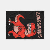 Lovesaurus Trex Dinosaur Heart Cute Valentines Day Fleecedecke (Vorderseite (Horizontal))