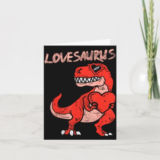 Lovesaurus Trex Dinosaur Heart Cute Valentines Day Karte (Vorderseite)