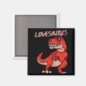 Lovesaurus Trex Dinosaur Heart Cute Valentines Day Magnet (Vorderseite/Rückseite)
