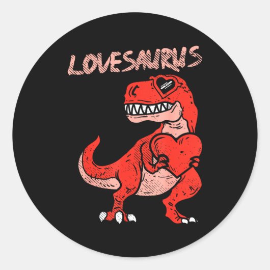Lovesaurus Trex Dinosaur Heart Cute Valentines Day Runder Aufkleber (Vorderseite)