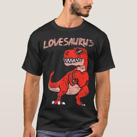 Lovesaurus Trex Dinosaur Heart Cute Valentines Day T-Shirt (Vorderseite)
