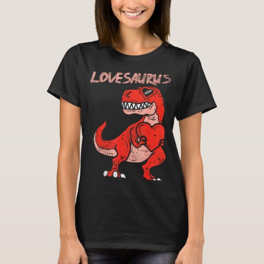 Lovesaurus Trex Dinosaur Heart Cute Valentines Day T-Shirt (Vorderseite)