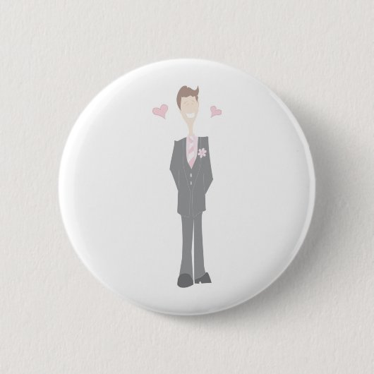 Lovestruck Cartoon Groom Button (Vorderseite)