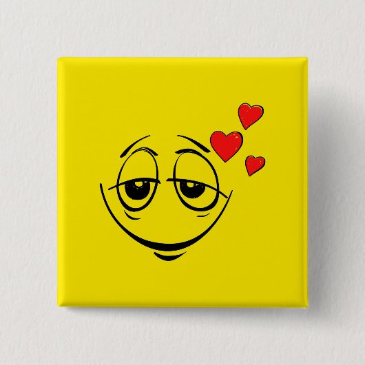 Lovestruck gelbes Gesicht Button (Vorderseite)