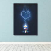 "Lovestruck" Romantischer Moment unter einem Schir Leinwanddruck (Insitu (Holzboden))