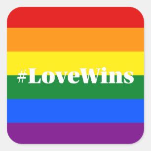 #LoveWins Liebe gewinnt Hashtag Heirat-Gleichheit Quadratischer Aufkleber
