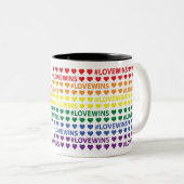 #LoveWins Rainbow Herzmuster Zweifarbige Tasse (VorderseiteRechts)