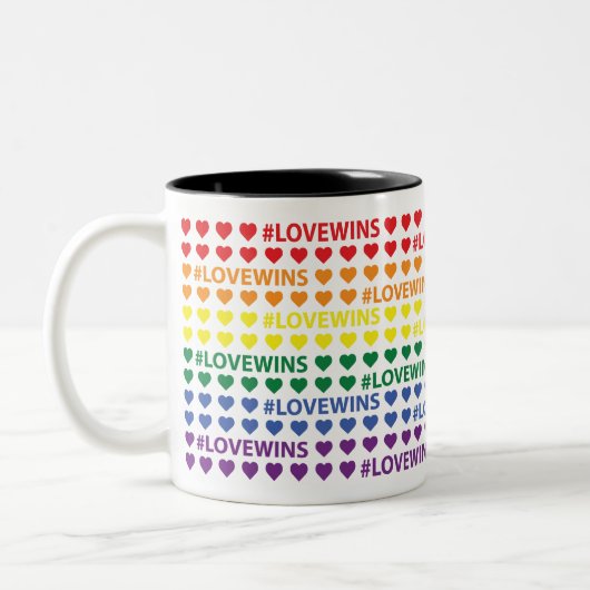 #LoveWins Rainbow Herzmuster Zweifarbige Tasse (Links)