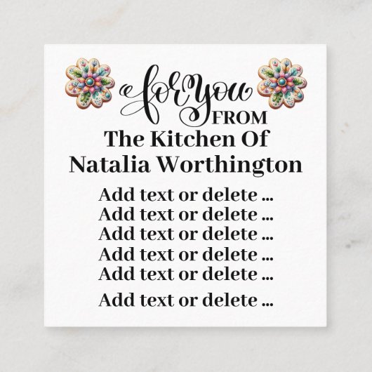 Lovin' From Oven Business Card Version Quadratische Visitenkarte (Rückseite)