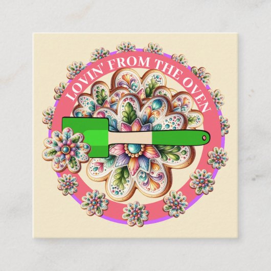 Lovin' From Oven Business Card Version Quadratische Visitenkarte (Vorderseite)