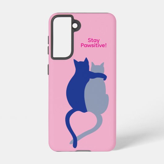 Loving Cats Galaxy Case – Pink, Stay Pawsitive Samsung Galaxy Hülle (Rückseite)