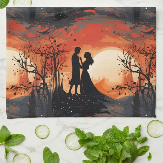 Loving Couple Geschirrtuch (Gefaltet)