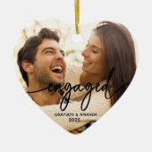 Loving Couple Photo Heart Engagement Ornament (Vorne)