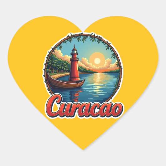 Loving curaçao abc island Herz-Aufkleber (Vorderseite)