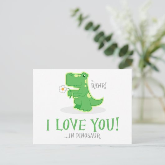 Loving Dinosaur Postkarte (Stehend Vorderseite)