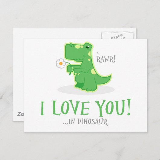 Loving Dinosaur Postkarte (Vorne/Hinten)
