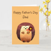 Loving Father's Day Dad Cute Hedgehog Animal Karte (Gelbe Blume)
