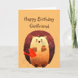 Loving Girlfriend Birthday Cute Hedgehog Animal Karte<br><div class="desc">Happy Birthday to my loving Girlfriend with a cute little cartoon Gardening hedgehog holding a bouquet of flowers and a watering can.  Great birthday card for anyone who loves Hedgehogs</div>