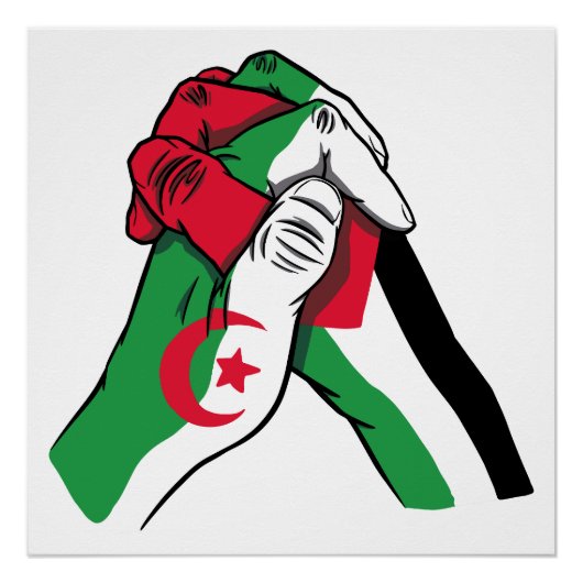 loving handshake between palestine and algeria poster (Vorderseite)