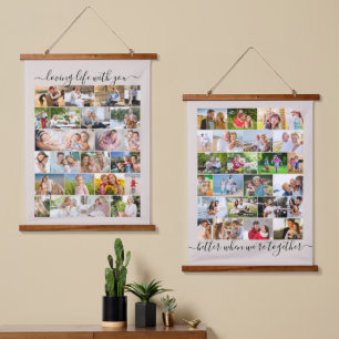 Loving Life Together 48 Foto Mauerwerk Grid Beige Wandteppich Mit Holzrahmen