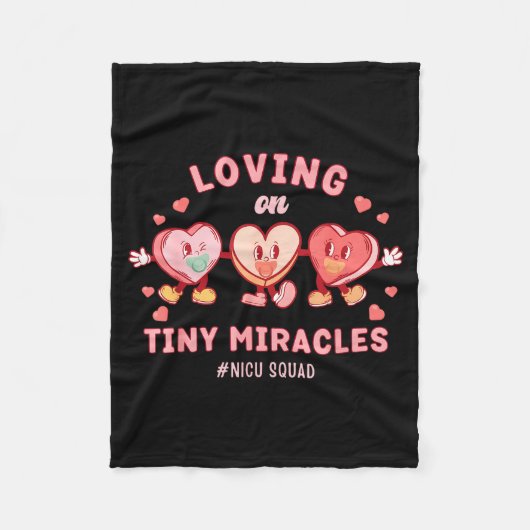 Loving On Tiny Miracles Nicu Squad Valentines Neon Fleecedecke (Vorderseite)