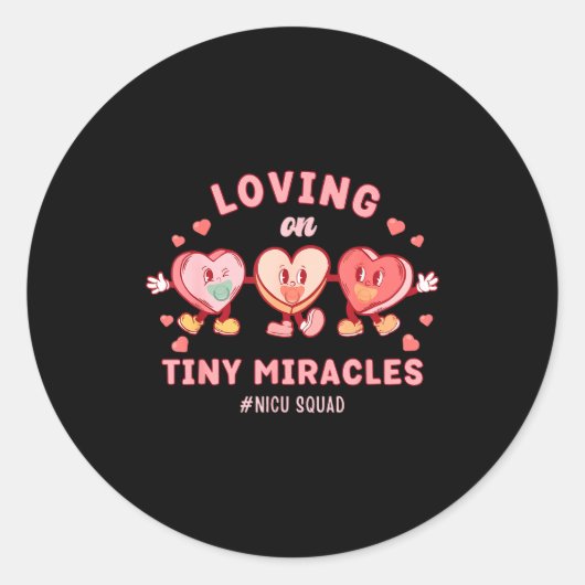 Loving On Tiny Miracles Nicu Squad Valentines Neon Runder Aufkleber (Vorderseite)