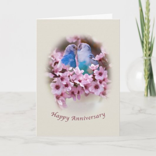 Loving Parakeets  Anniversary Card Karte (Vorderseite)