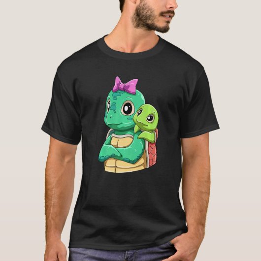 Loving Turtle with Turtle Kid for a Turtles Mommy T-Shirt (Vorderseite)