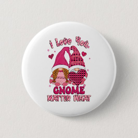 Loving You Gnome What Buffalo Plaid Valenti  Button (Vorderseite)