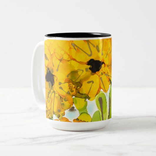 Lovitude Coffee Tasse "Sonnenblumen beobachten übe (Vorderseite Links)