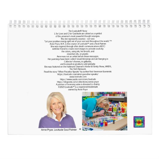 Lovitude-Dankeskalender 2023 von Anne Pryor Kalender (Rückseite)