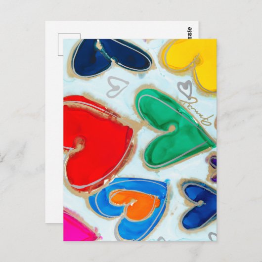 Lovitude Herz in Blue Postcard Postkarte (Vorne/Hinten)