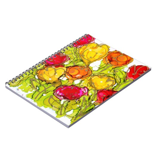 Lovitude Spiral Notebook Rot und Orange Tulips Notizblock (Linke Seite)