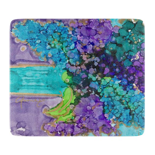 Lovitude Violet & Aqua Glass Cutting Board Schneidebrett (Vorderseite)
