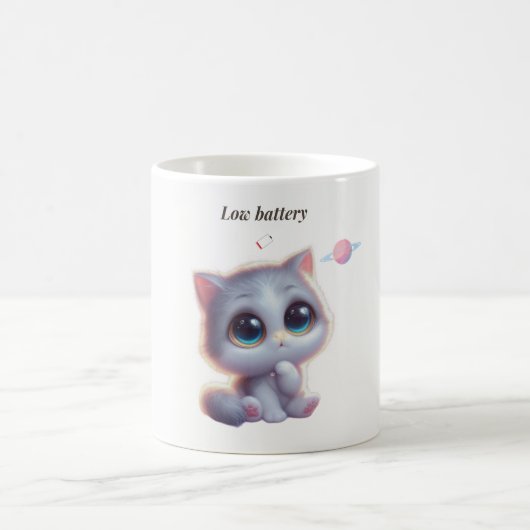 Low Battery Cat Meme Mug Kaffeetasse (Mittel)