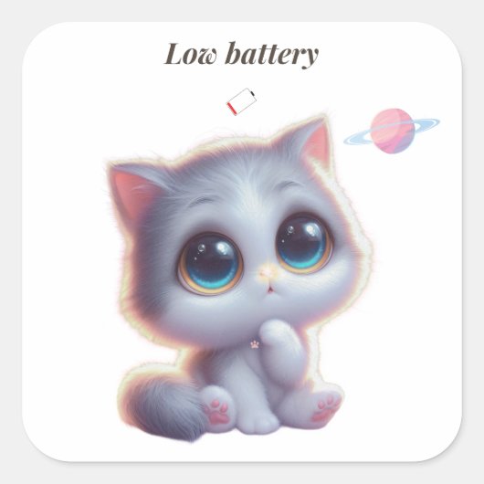 Low Battery Cat Meme Sticker (Vorderseite)