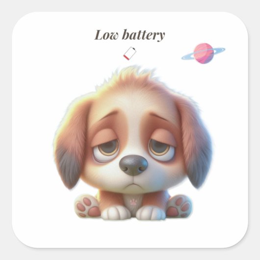 Low Battery Dog Sticker (Vorderseite)