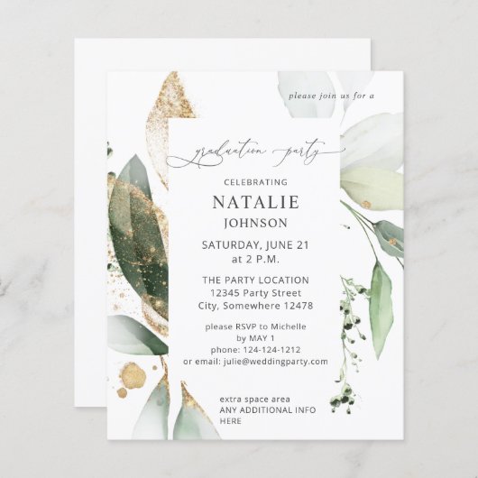 Low Budget Eukalyptus Glow Gold Graduation Party (Vorne/Hinten)