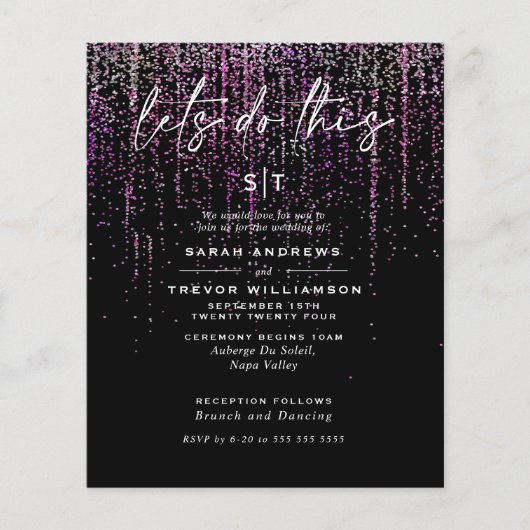 Low Budget Hochzeit Edgy Magenta Glitzer Garland (Vorderseite)