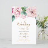 Low Budget Hochzeitsnetzwerk Rosa florale Einladun (Stehend Vorderseite)