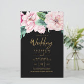 Low Budget Hochzeitsnetzwerk Rosa florale Einladun (Stehend Vorderseite)