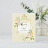 LOW BUDGET White Rose Gelbe Blume Hochzeit einlade (Stehend Vorderseite)