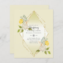 LOW BUDGET White Rose Gelbe Blume Hochzeit einlade