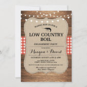 Low Country Boil Engagement Party Red Check Einladung (Vorderseite)