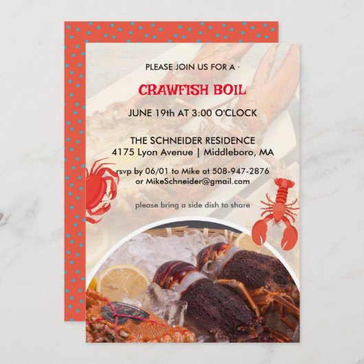 Low Country Boil Kochabend Party Einladung (Vorne/Hinten)